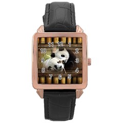 Panda Love Rose Gold Leather Watch 