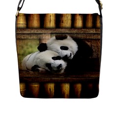 Panda Love Flap Closure Messenger Bag (large)