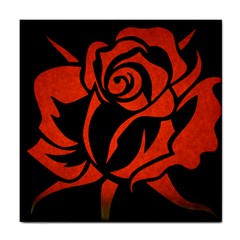 Red Rose Etching On Black Ceramic Tile