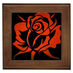 Red Rose Etching On Black Framed Ceramic Tile by StuffOrSomething