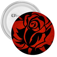 Red Rose Etching On Black 3  Button by StuffOrSomething