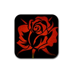 Red Rose Etching On Black Drink Coasters 4 Pack (square) by StuffOrSomething