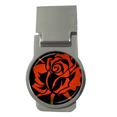 Red Rose Etching On Black Money Clip (round) by StuffOrSomething