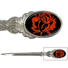 Red Rose Etching On Black Letter Opener