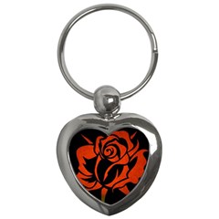 Red Rose Etching On Black Key Chain (heart)