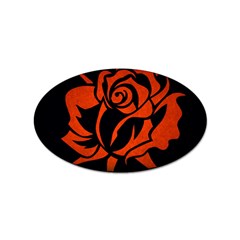 Red Rose Etching On Black Sticker (oval)