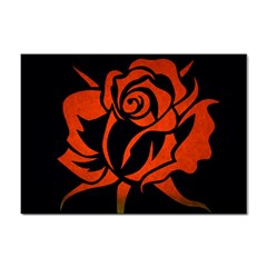 Red Rose Etching On Black A4 Sticker 10 Pack