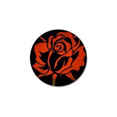 Red Rose Etching On Black Golf Ball Marker