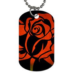 Red Rose Etching On Black Dog Tag (two-sided) 