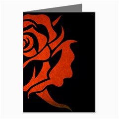 Red Rose Etching On Black Greeting Card