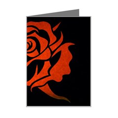 Red Rose Etching On Black Mini Greeting Card by StuffOrSomething