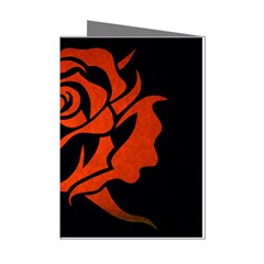 Red Rose Etching On Black Mini Greeting Card (8 Pack) by StuffOrSomething