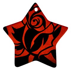 Red Rose Etching On Black Star Ornament (two Sides) by StuffOrSomething