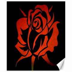 Red Rose Etching On Black Canvas 8  X 10  (unframed) by StuffOrSomething