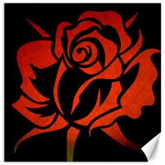 Red Rose Etching On Black Canvas 16  X 16  (unframed) by StuffOrSomething