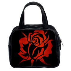 Red Rose Etching On Black Classic Handbag (two Sides) by StuffOrSomething