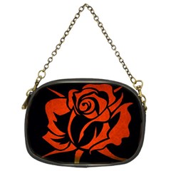 Red Rose Etching On Black Chain Purse (two Sided) 