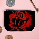 Red Rose Etching On Black Coin Change Purse Front