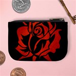 Red Rose Etching On Black Coin Change Purse Back