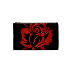 Red Rose Etching On Black Cosmetic Bag (small) by StuffOrSomething