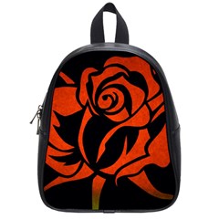 Red Rose Etching On Black School Bag (small)