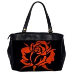 Red Rose Etching On Black Oversize Office Handbag (Two Sides) Back