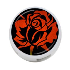 Red Rose Etching On Black 4-port Usb Hub (two Sides)