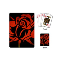 Red Rose Etching On Black Playing Cards (mini)