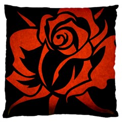 Red Rose Etching On Black Large Cushion Case (single Sided) 