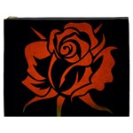 Red Rose Etching On Black Cosmetic Bag (XXXL) Front