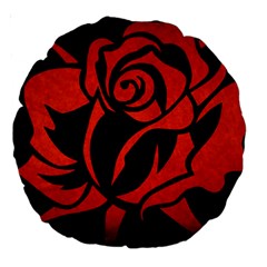 Red Rose Etching On Black 18  Premium Round Cushion  by StuffOrSomething