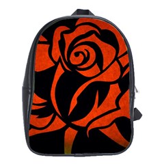 Red Rose Etching On Black School Bag (xl)