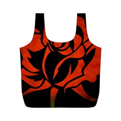 Red Rose Etching On Black Reusable Bag (m) by StuffOrSomething