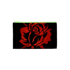 Red Rose Etching On Black Cosmetic Bag (xs) by StuffOrSomething