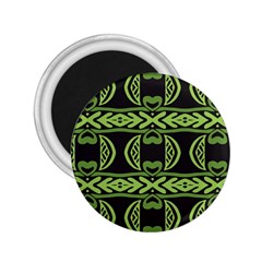 Green Shapes On A Black Background Pattern 2 25  Magnet