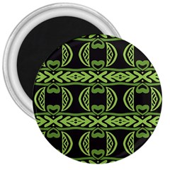 Green Shapes On A Black Background Pattern 3  Magnet