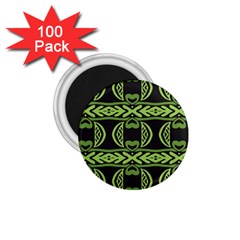 Green Shapes On A Black Background Pattern 1 75  Magnet (100 Pack) 