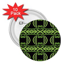 Green Shapes On A Black Background Pattern 2 25  Button (10 Pack)