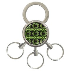 Green Shapes On A Black Background Pattern 3-ring Key Chain