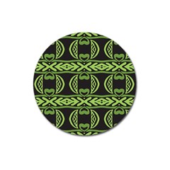 Green Shapes On A Black Background Pattern Magnet 3  (round)