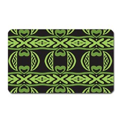 Green Shapes On A Black Background Pattern Magnet (rectangular)