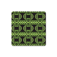 Green Shapes On A Black Background Pattern Magnet (square) by LalyLauraFLM