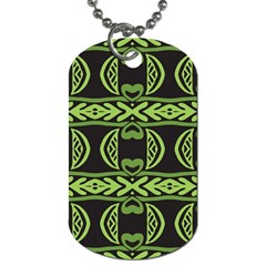 Green Shapes On A Black Background Pattern Dog Tag (one Side)