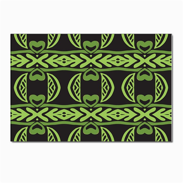 Green shapes on a black background pattern Postcard 4 x 6  (Pkg of 10)