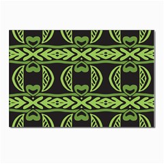 Green Shapes On A Black Background Pattern Postcards 5  X 7  (pkg Of 10)