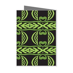 Green Shapes On A Black Background Pattern Mini Greeting Cards (pkg Of 8) by LalyLauraFLM