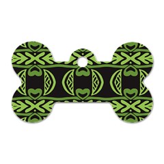 Green Shapes On A Black Background Pattern Dog Tag Bone (two Sides)