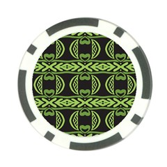 Green Shapes On A Black Background Pattern Poker Chip Card Guard