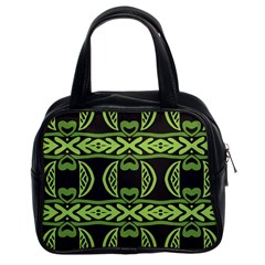 Green Shapes On A Black Background Pattern Classic Handbag (two Sides)