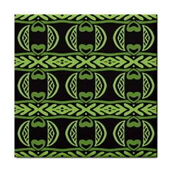 Green Shapes On A Black Background Pattern Face Towel